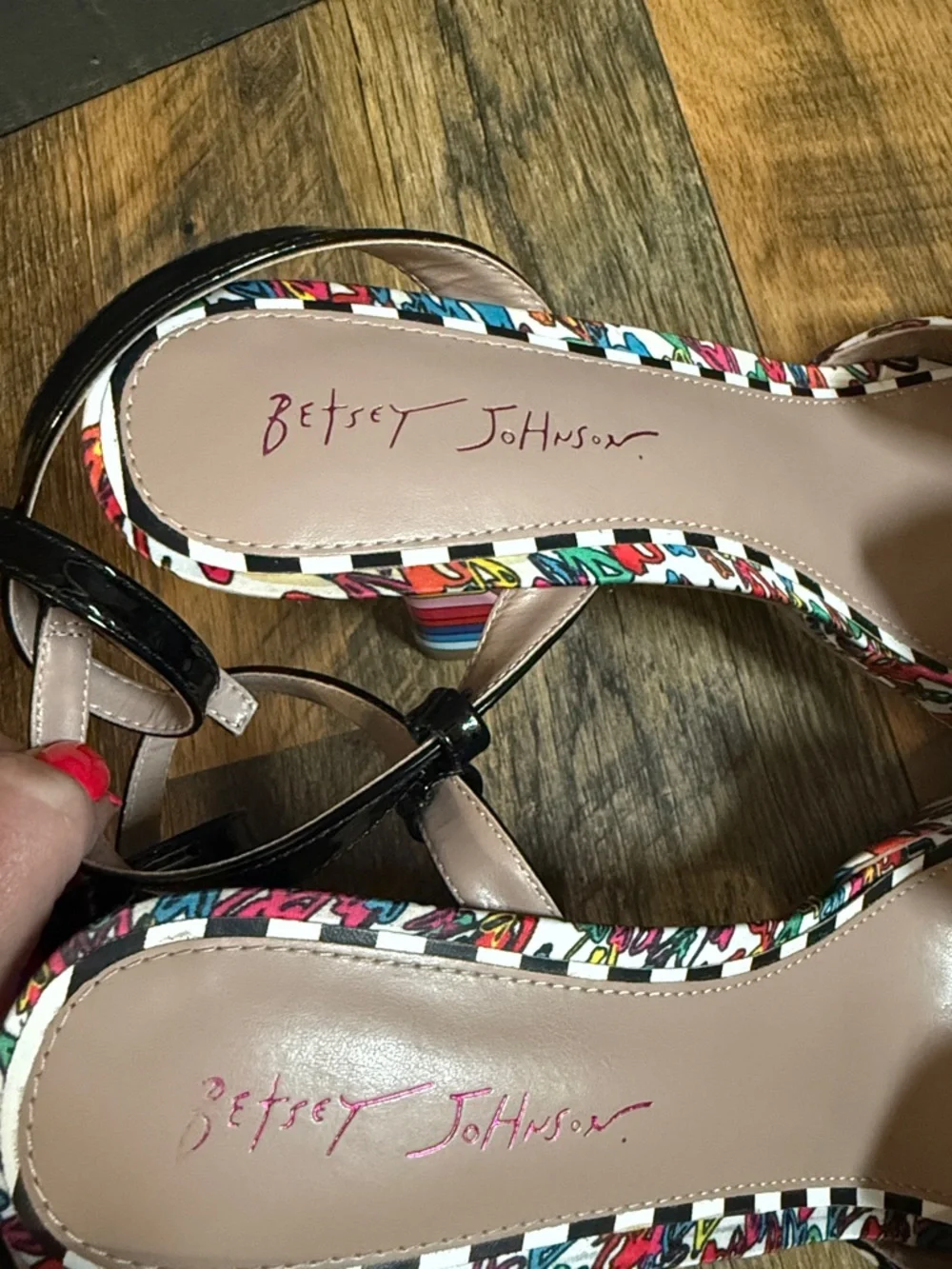 Betsey Johnson Loise Jeweled Bow Rainbow Heel Sandals Size 11